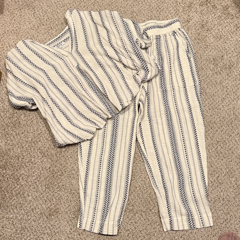 Madewell striped cotton pants set